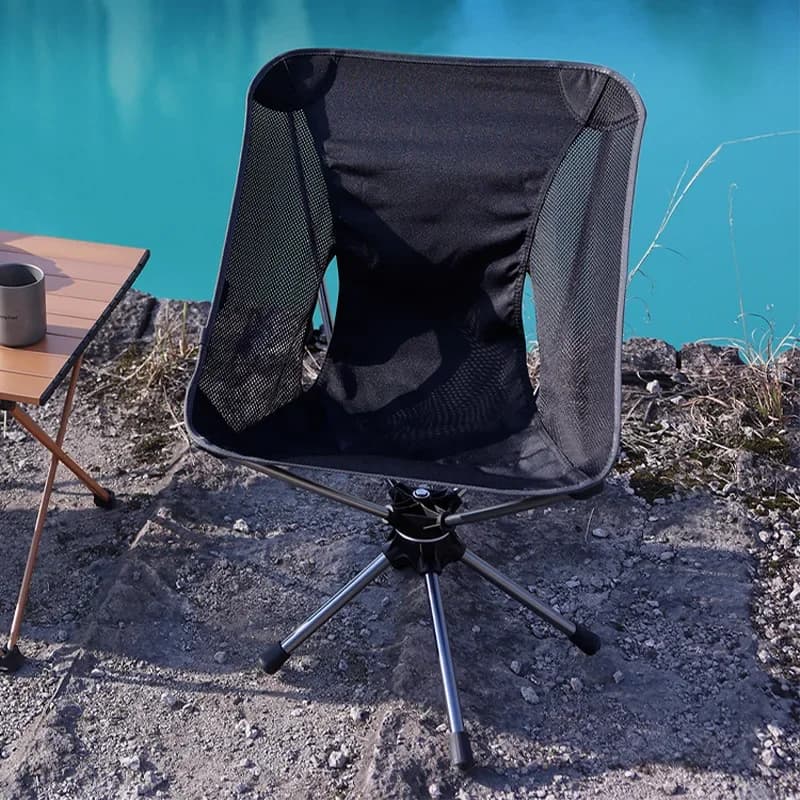Chaise camping pliante pivotante détachable légère - Siège avec sac pêche randonnée portable