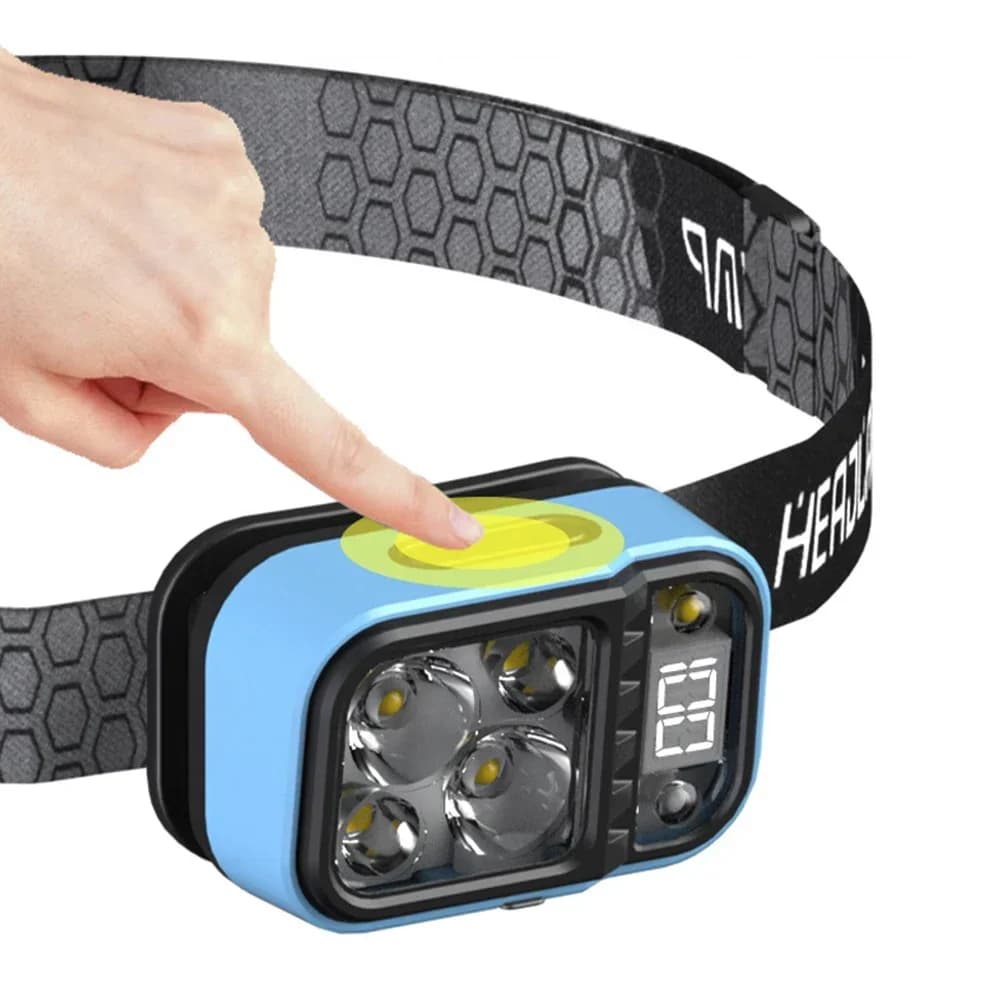 Lampe frontale LED détecteur de mouvement rechargeable Type-C ultra lumineuse randonnée pêche