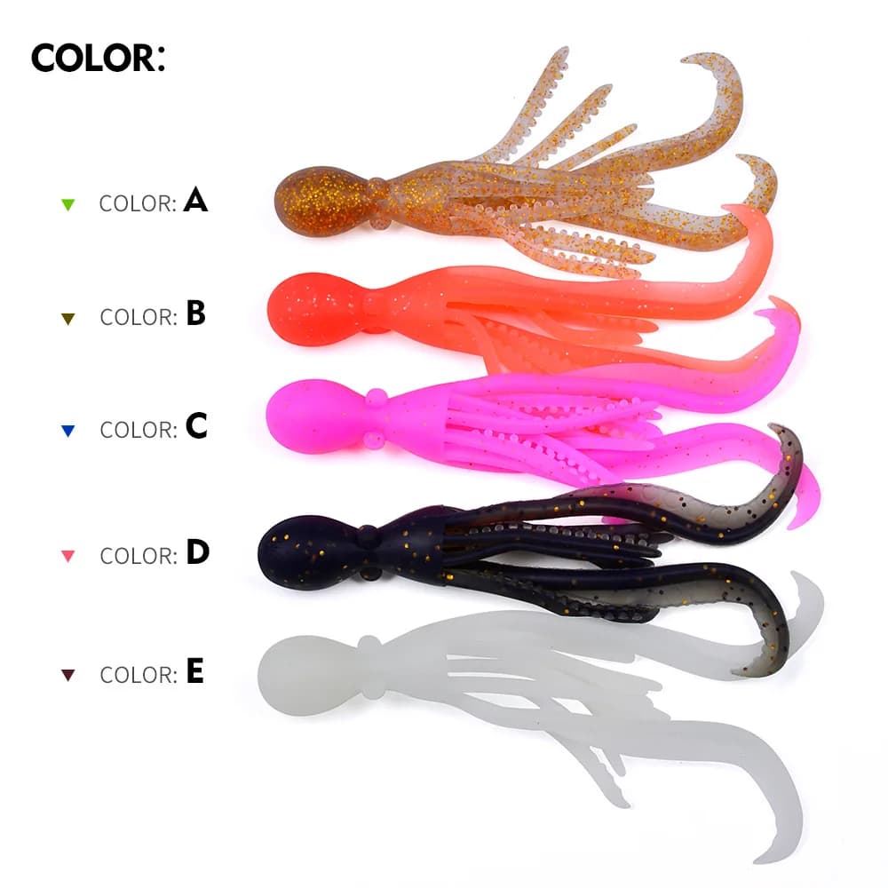 Leurre souple lumineux poulpe 5 pièces pour pêche au thon à la traîne et jigging appât
