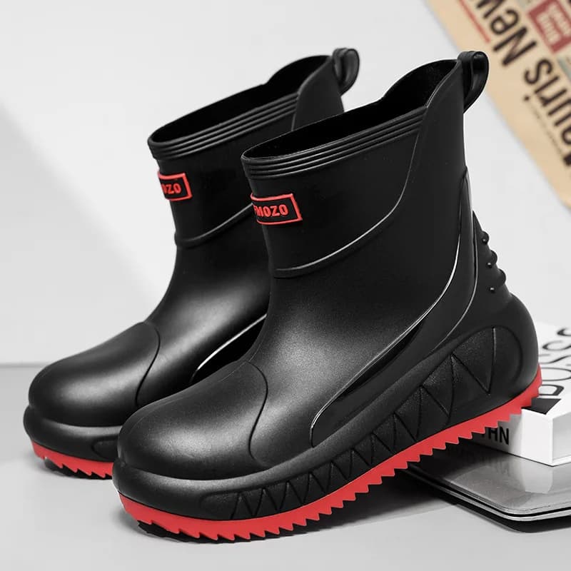 Bottes pluie courtes homme mode pêche extérieur chaussons imperméables PVC anti-dérapantes cuisine lavage auto