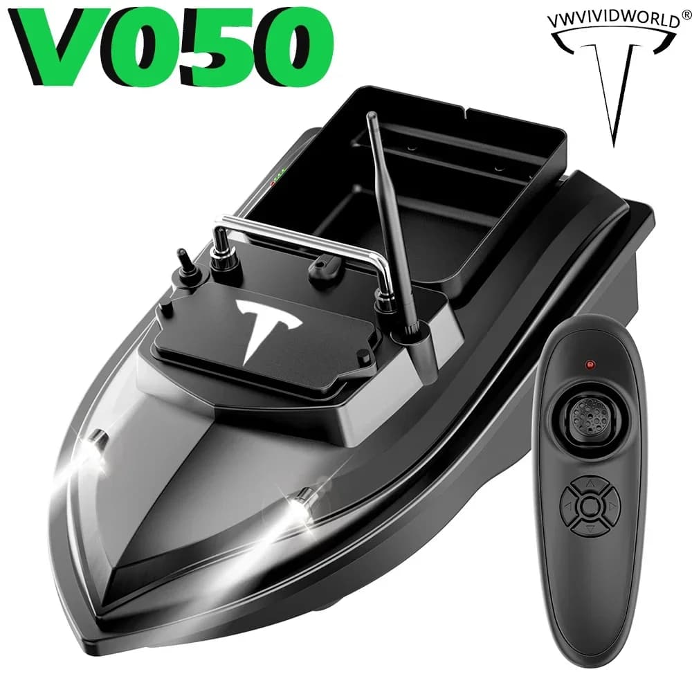 Bateau appât télécommandé 500m 2kg charge - vitesse fixe étanche lumière nuit pêche