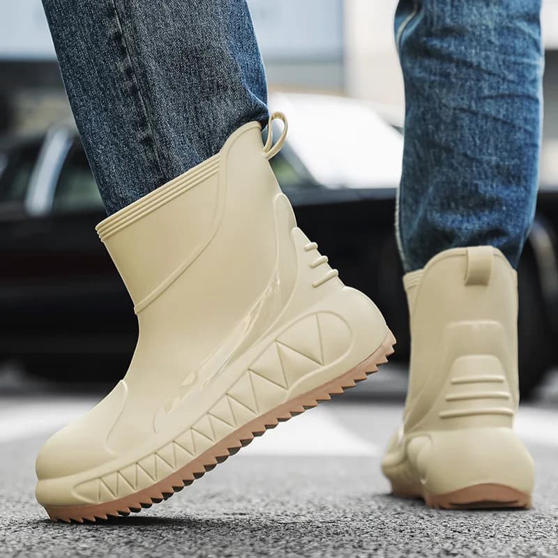 Bottes de pluie courtes homme mode pêche anti-dérapantes semelle épaisse résistantes extérieur lavage auto