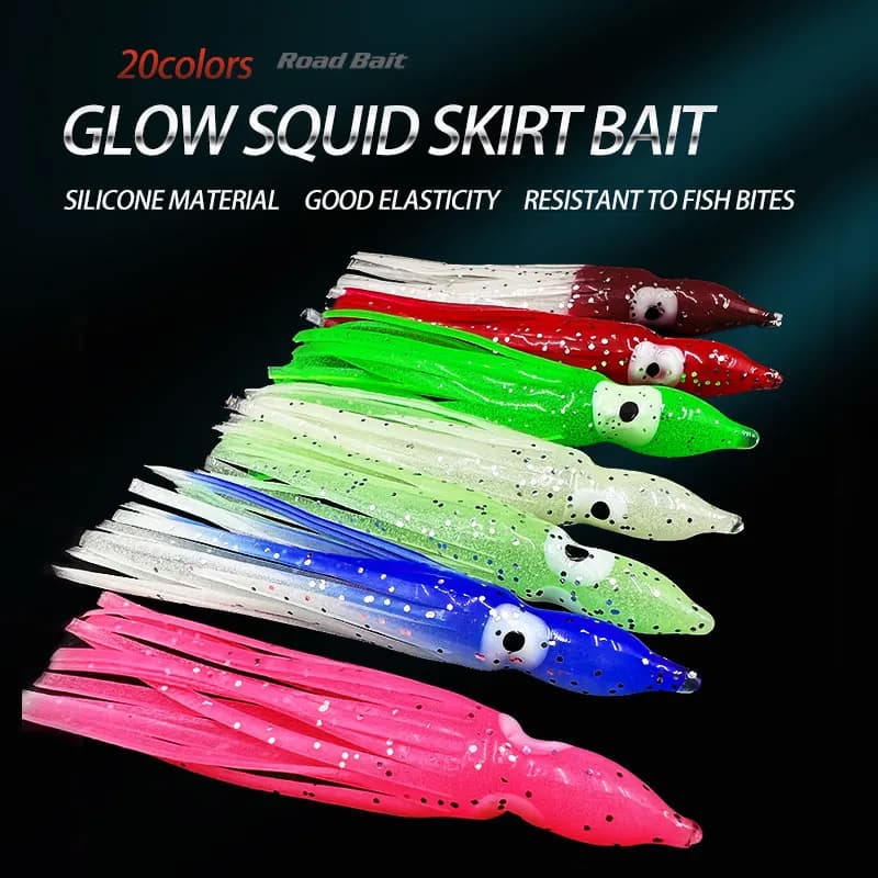 Leurre souple calmar phosphorescent 5-12cm 20 couleurs pour pêche mer bar thon - 5PCS/sac