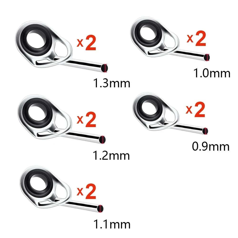 10 anneaux guides télescopiques 0.9-2.2mm pour réparation de cannes à pêche et accessoires de pointe
