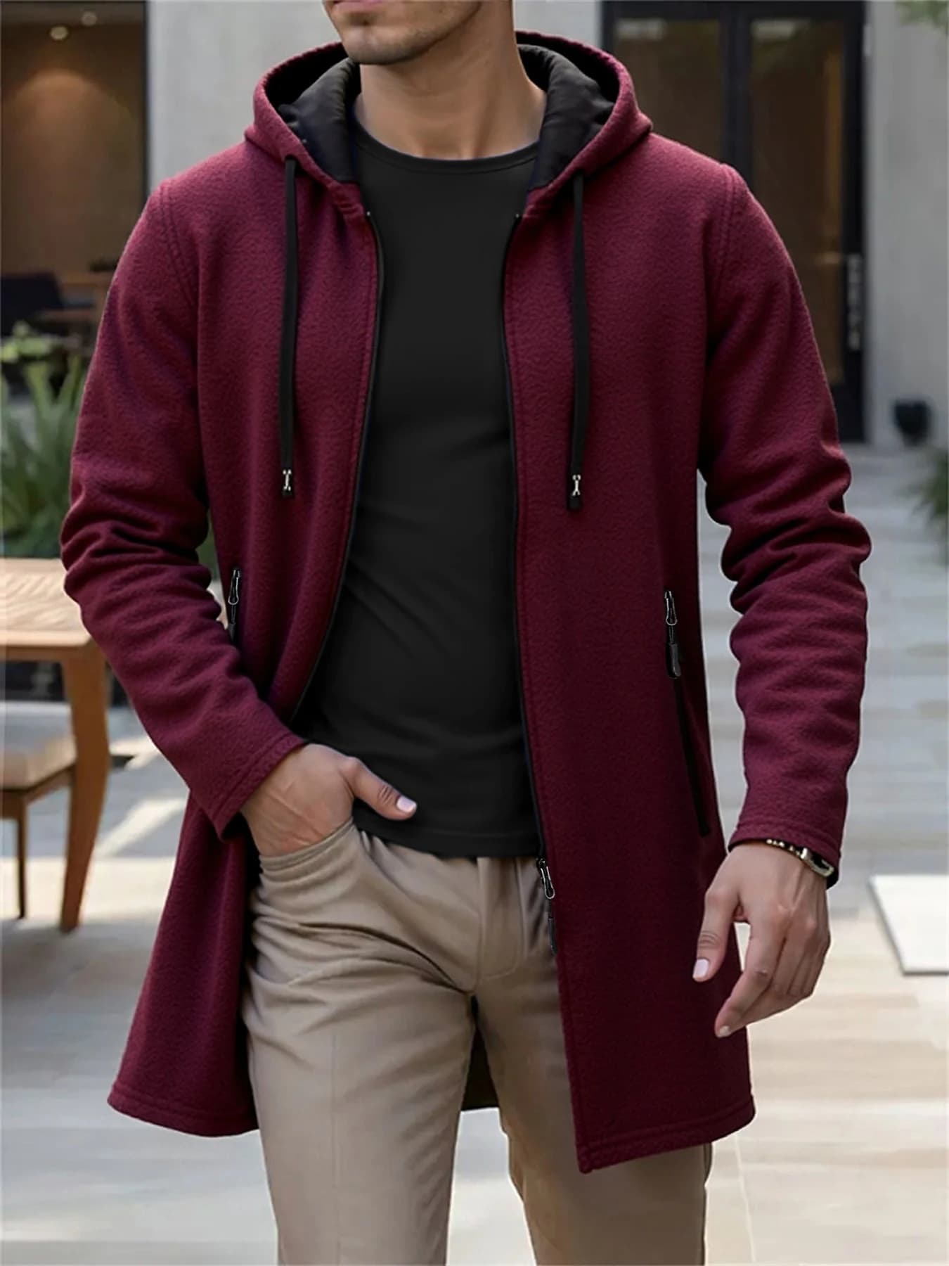 Veste pêche à capuche tricotée - Vêtement polyvalent pour pêche printemps automne