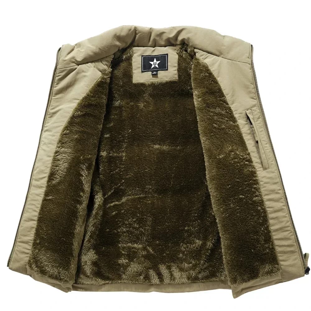 Veste sans manches chauffante hiver homme slim fit parka polaire avec poches windbreaker
