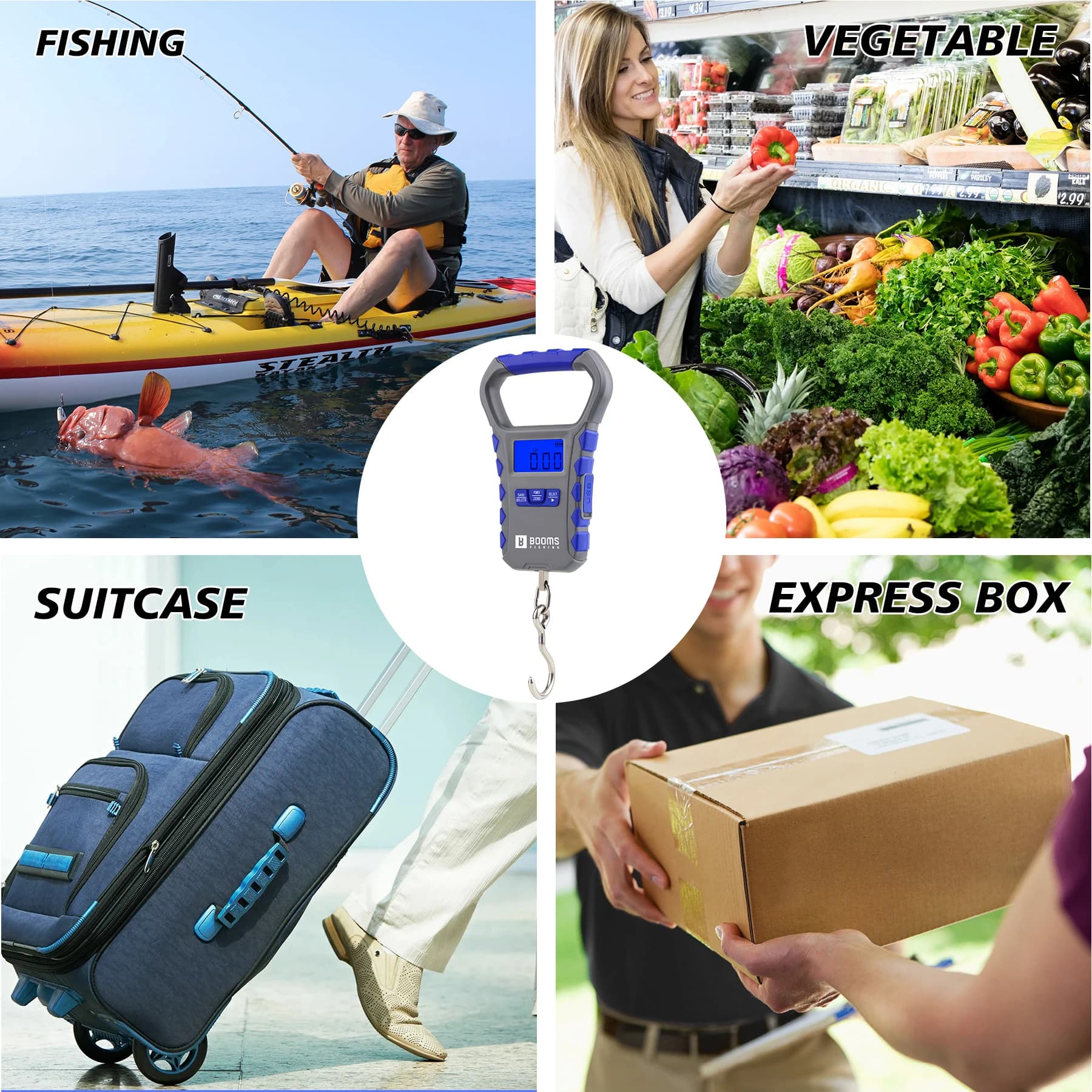 Kit pêche Booms avec pince à poisson et balance numérique 65LB/30KG rechargeable portable outil pesage
