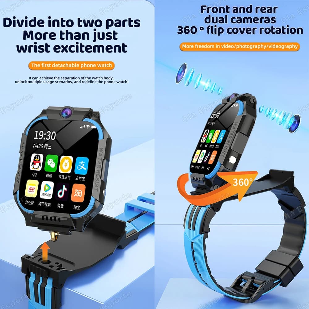 Montre enfant 5G smartwatch SOS GPS+BDS/GLONASS localisation appel caméra 1.83" WIFI étanche cadeau