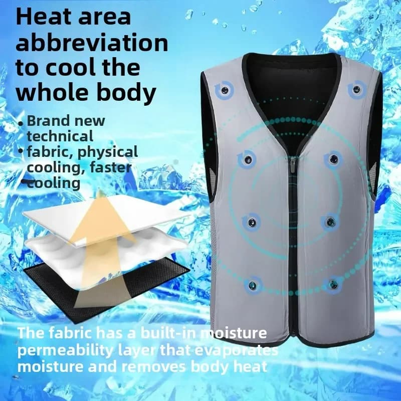 Gilet rafraîchissant gel pêche été - Veste sans manches refroidissante travail basse température
