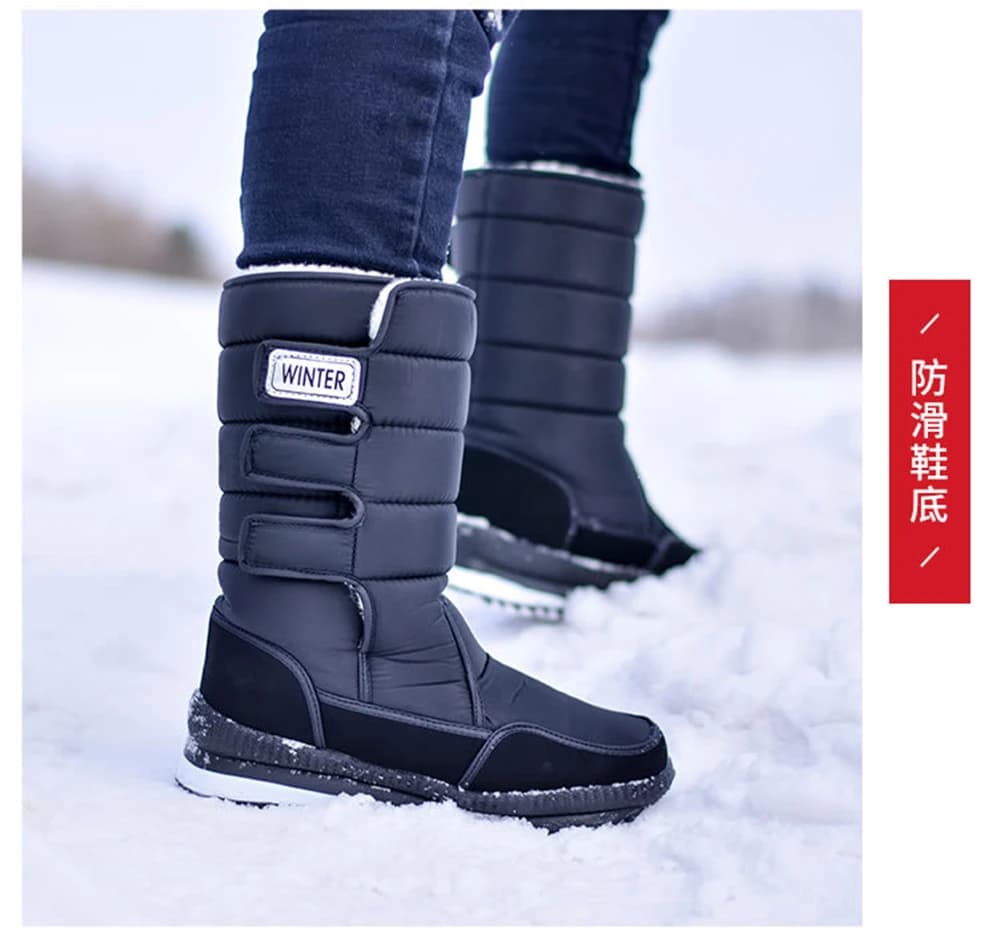 Bottes neige chaudes homme femme - Chaussures pêche chasse doublure polaire antidérapantes imperméables