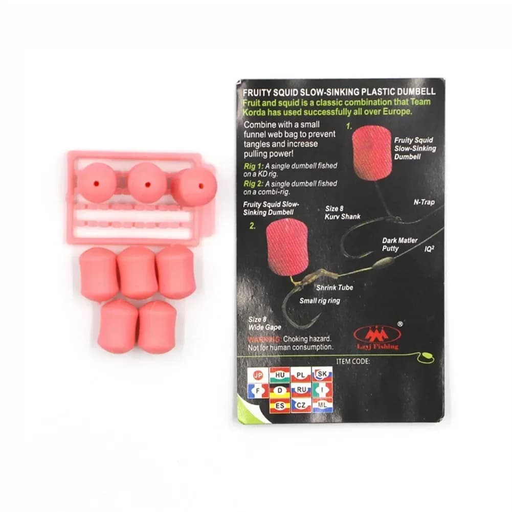 8 haltères plastique 12mm pour carpe - appâts artificiels à descente lente pour pêche fine et précise