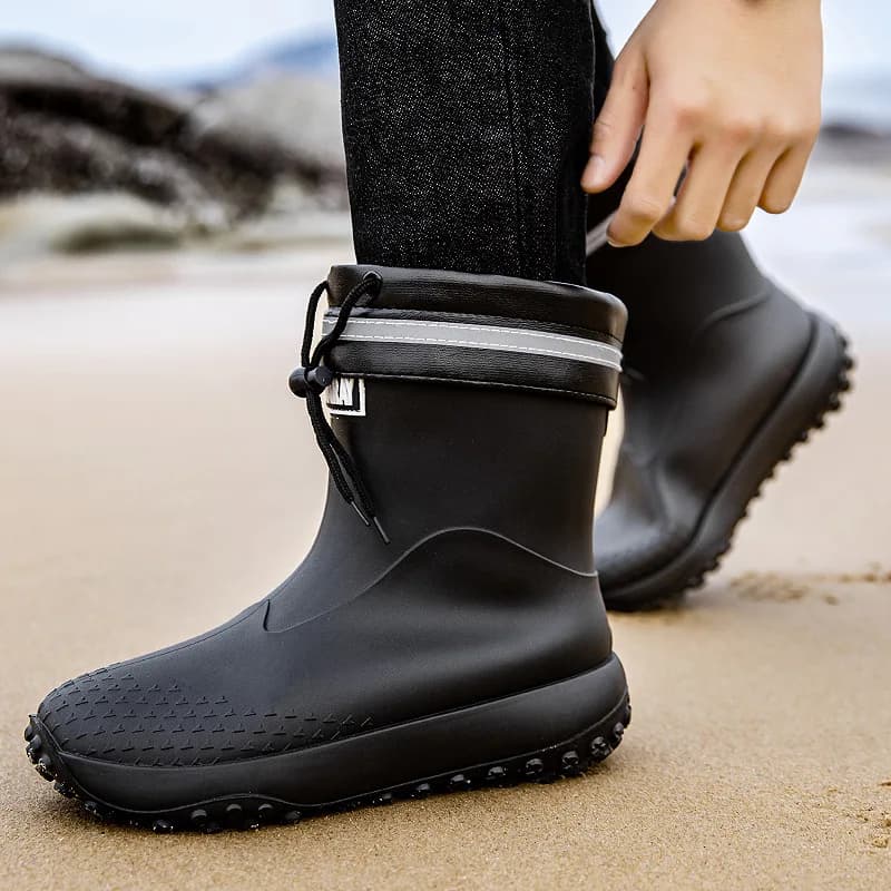 Bottes de pêche écologiques homme doublées polaire antidérapantes imperméables pour pêche hivernale
