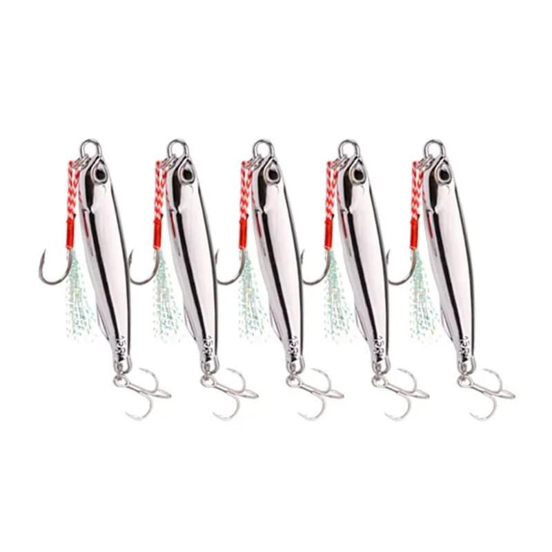 Pack 10 leurres métal jig 20g 30g 40g argentés - Appâts de pêche pour bar en eau salée et carnassiers