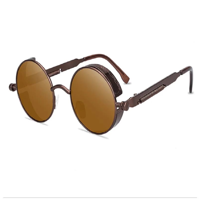 Lunettes de soleil steampunk vintage pour pêcheur protection UV400 cadre métal rond homme et femme