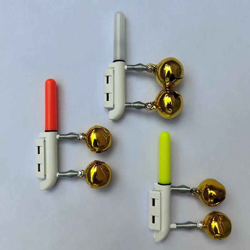 Double clochette avec clip et lampe LED pour canne à pêche - Détection lumineuse sans pile pour pêche de nuit
