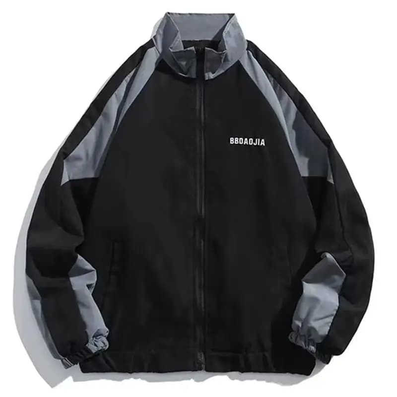 Veste varsity homme hip-hop patchwork color block tendance printemps automne pêche