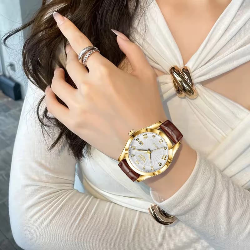 Montre femme LIGE cuir militaire sport étanche luxe bracelet montre reloj mujer - Top marque