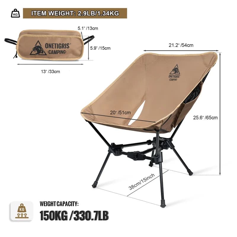 Chaise de camping triangulaire OneTigris pliable pour randonnée pêche et voyages outdoor