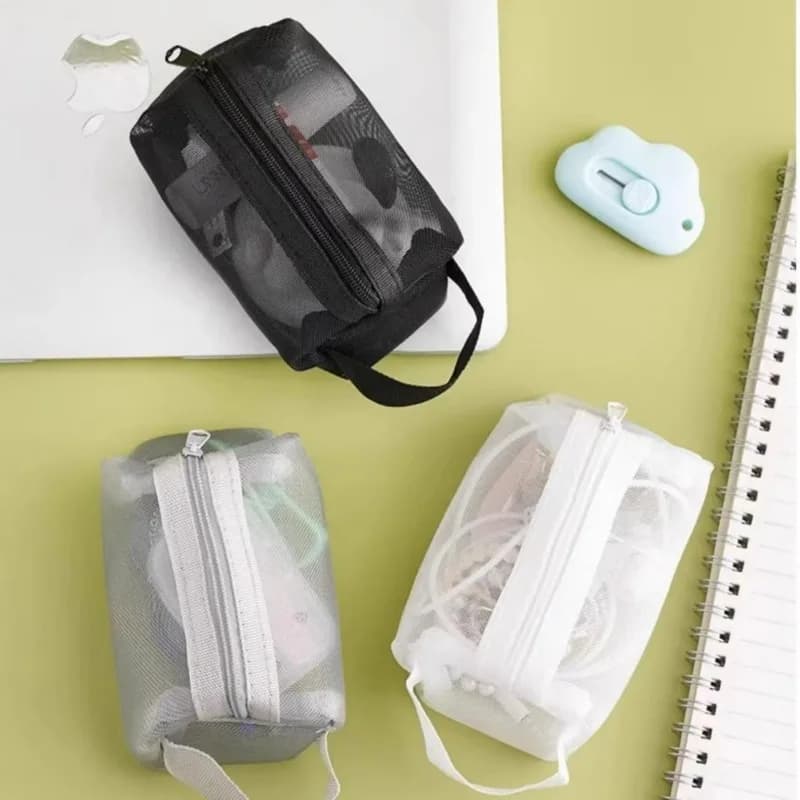 Trousse organisatrice câbles transparente pêche - Pochette pendentif pour chargeurs électronique pêche