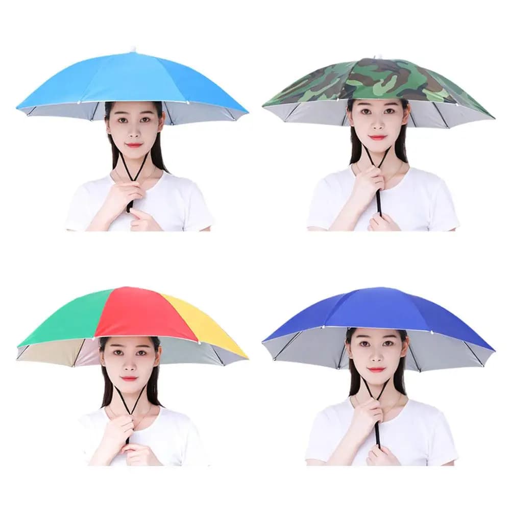 Chapeau parapluie pêche anti-vent pliable portable protection solaire pluie camping plage extérieur