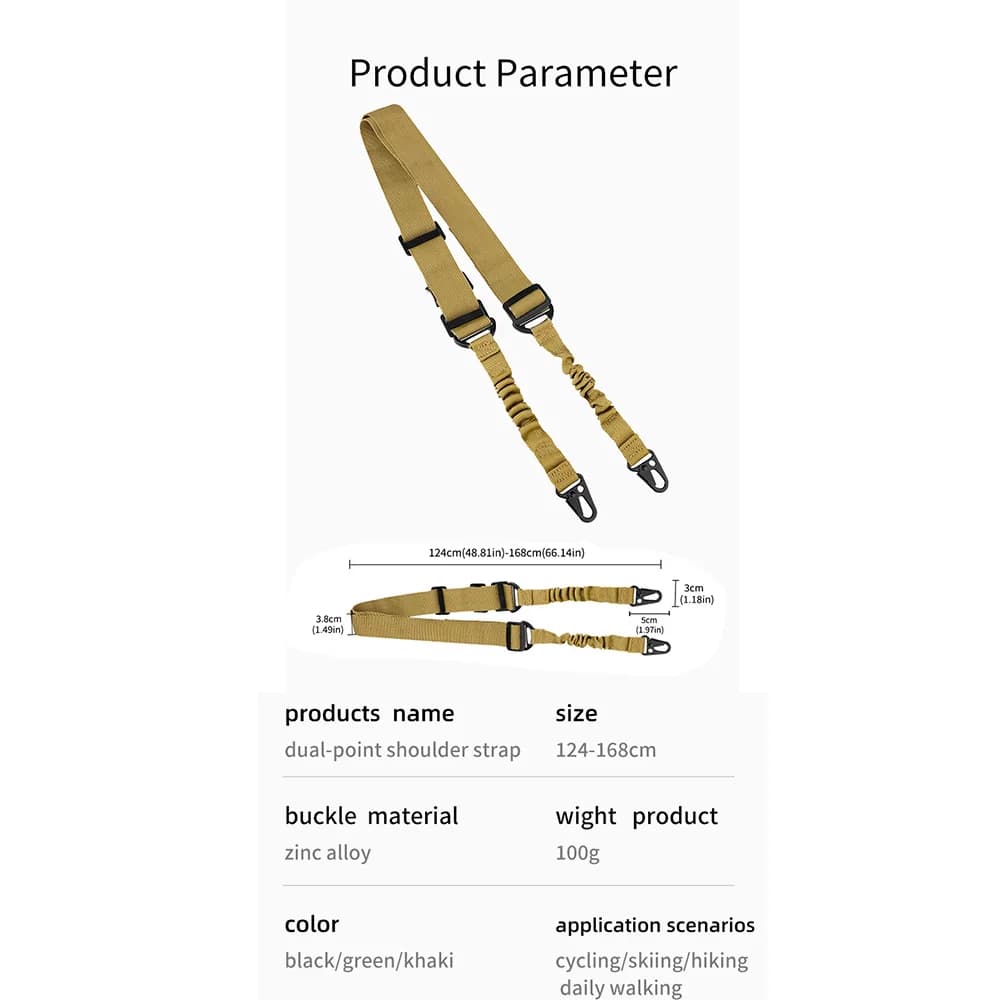 Bretelle tactique double point nylon réglable parfaite pêche chasse aventures extérieur