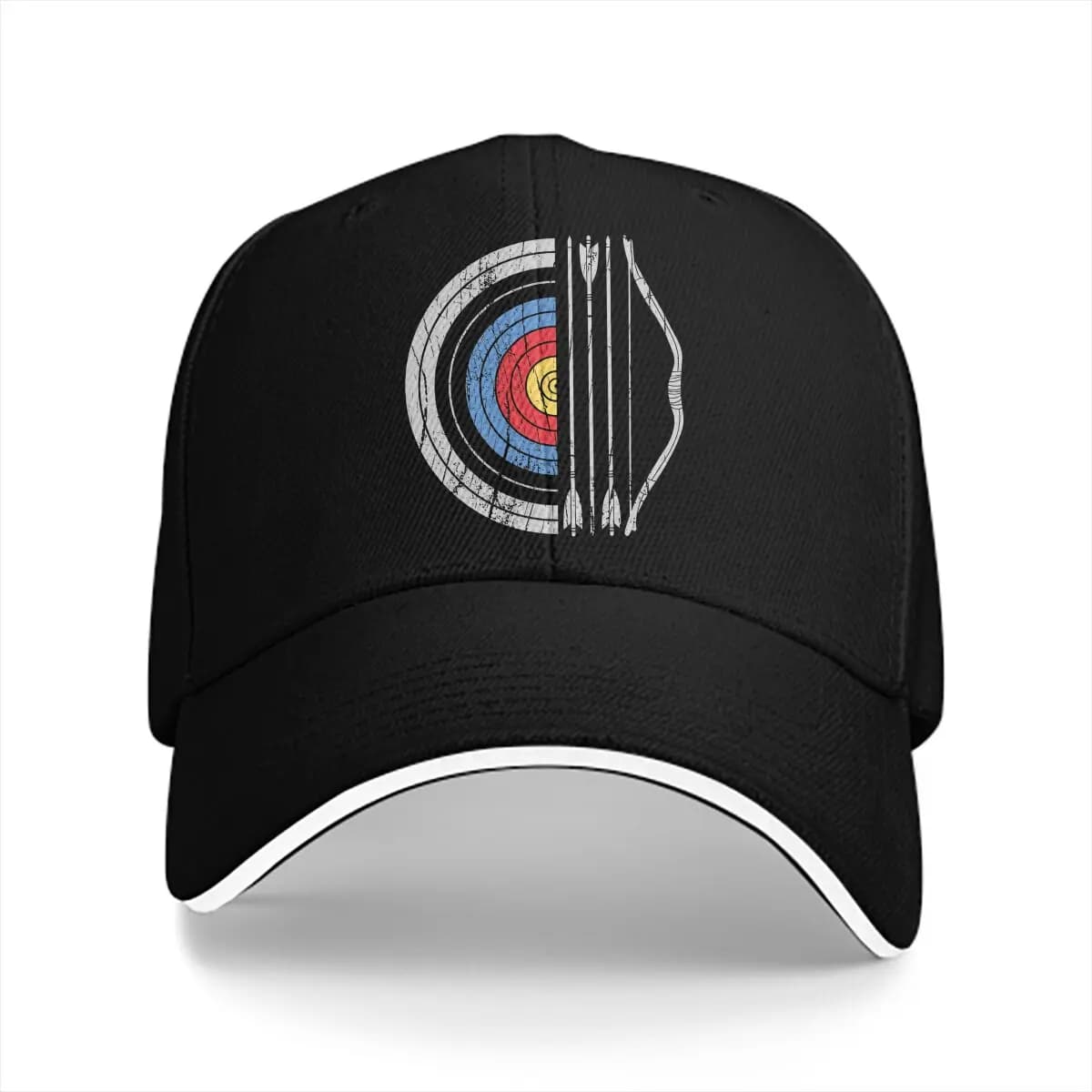 Casquette personnalisée passion tir à l'arc - Visière protection pêche multicolore homme cible flèche