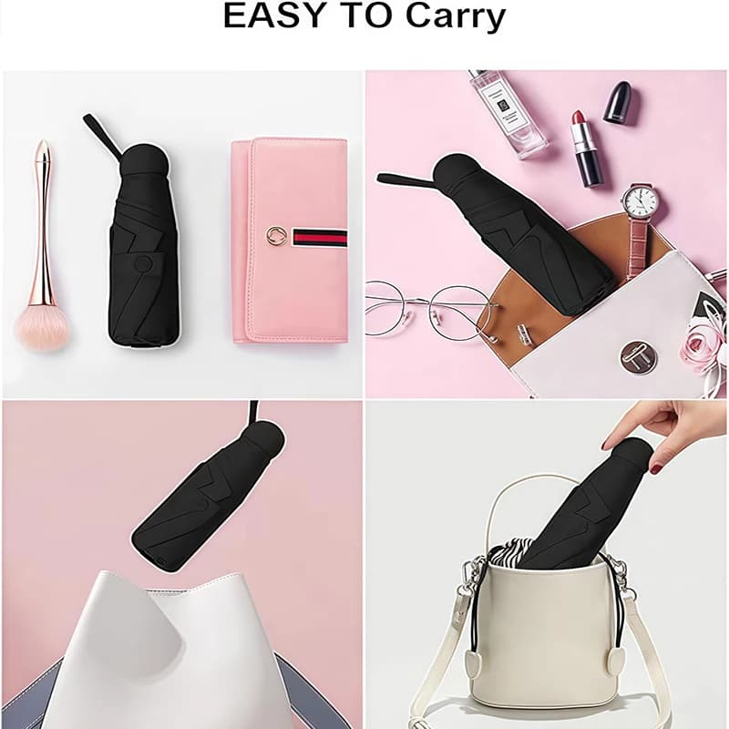 Mini parapluie pliable double usage avec étui de rangement et protection UV pour pêche et outdoor