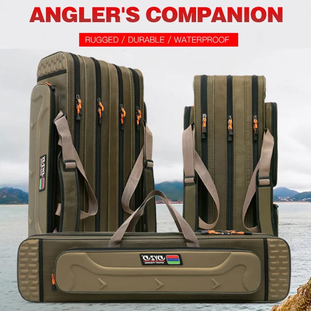 Boîte à cannes pêche 2-4 couches ajustable légère pour transport et rangement leurres eau douce/salée