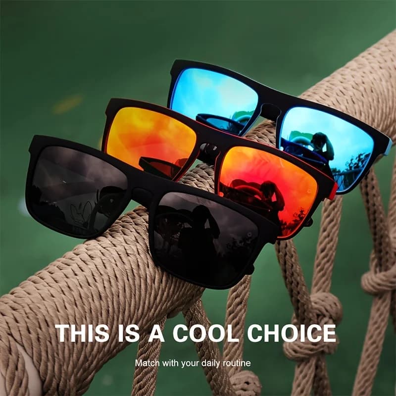 Lunettes de soleil polarisées carrées vintage - Conduite et pêche protection UV400 luxe