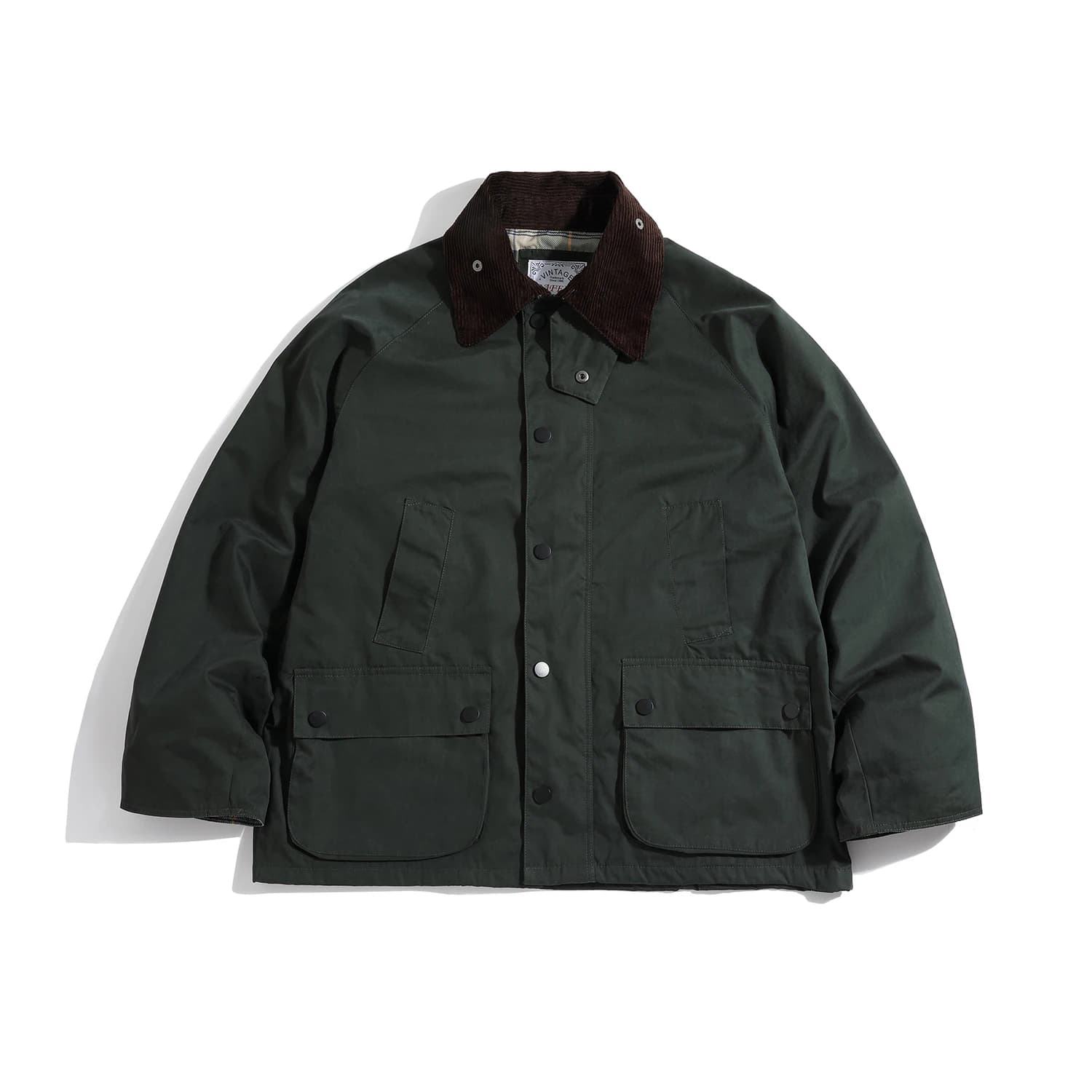 Veste de chasse tir homme vert olive vintage imperméable col en velours côtés doublure à carreaux légère coupe-vent DAFEILI