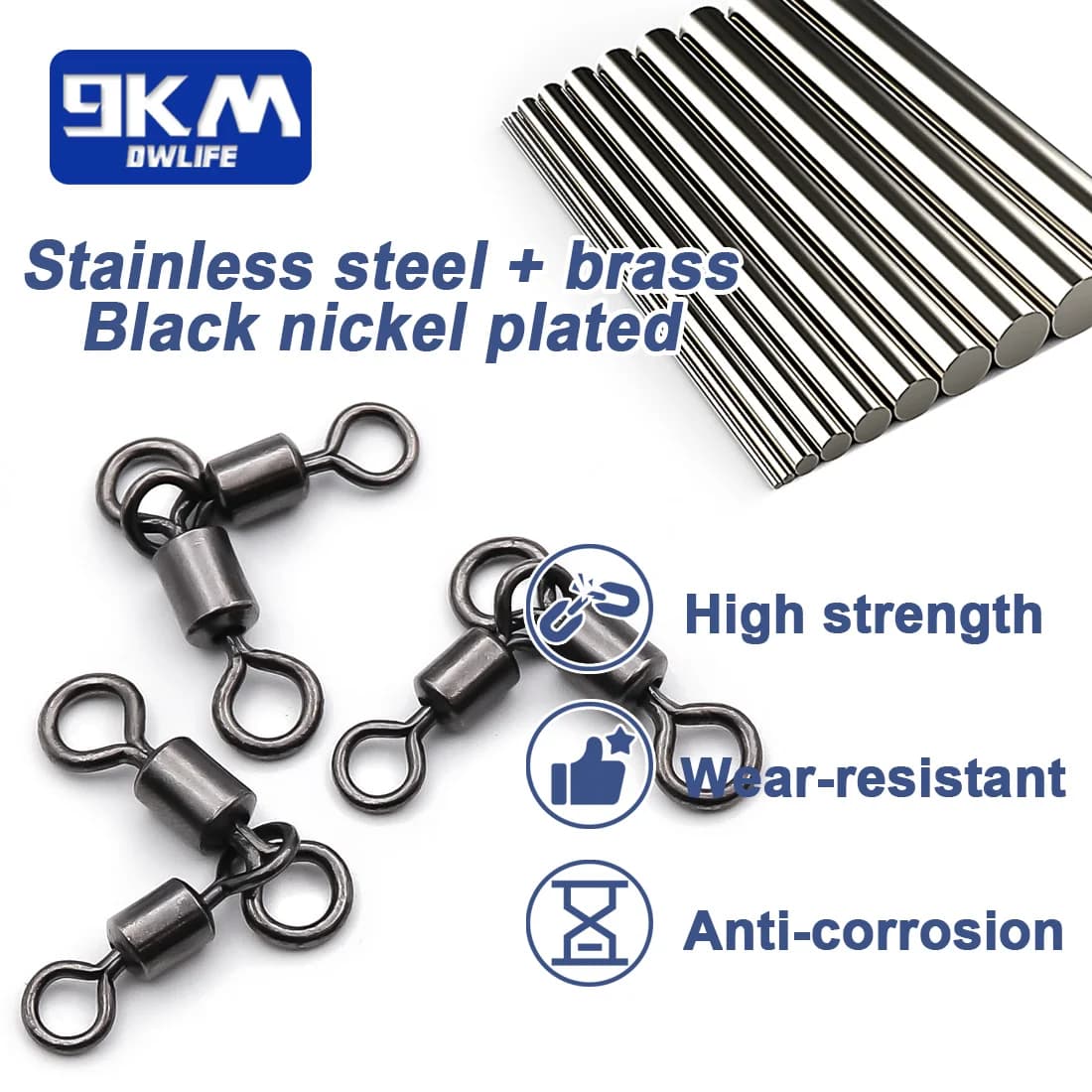Swivels 3 Way 25-100Pcs - Émerillons Triple pour Pêche Traîne, Chat et Mer