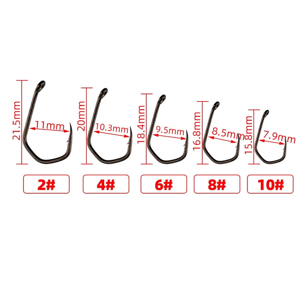 Hameçons carp fishing micro barbelés PTFE 15 pièces Hirisi - acier haute carbone pour pêche précise