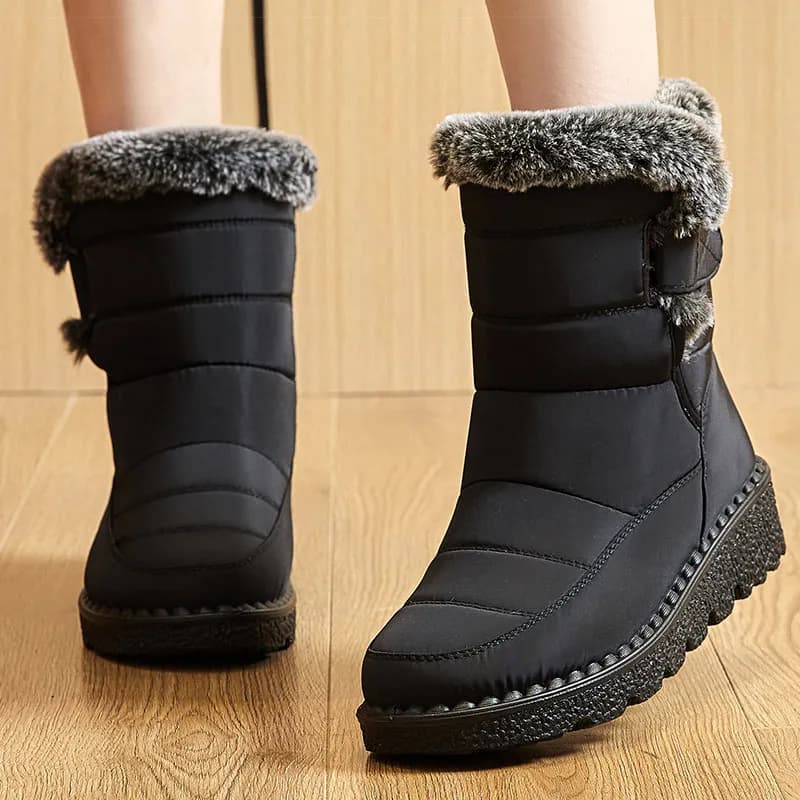 Bottes hiver femme 2025 tendance - Bottines cheville fourrure étanches neige talons bas botas mujer