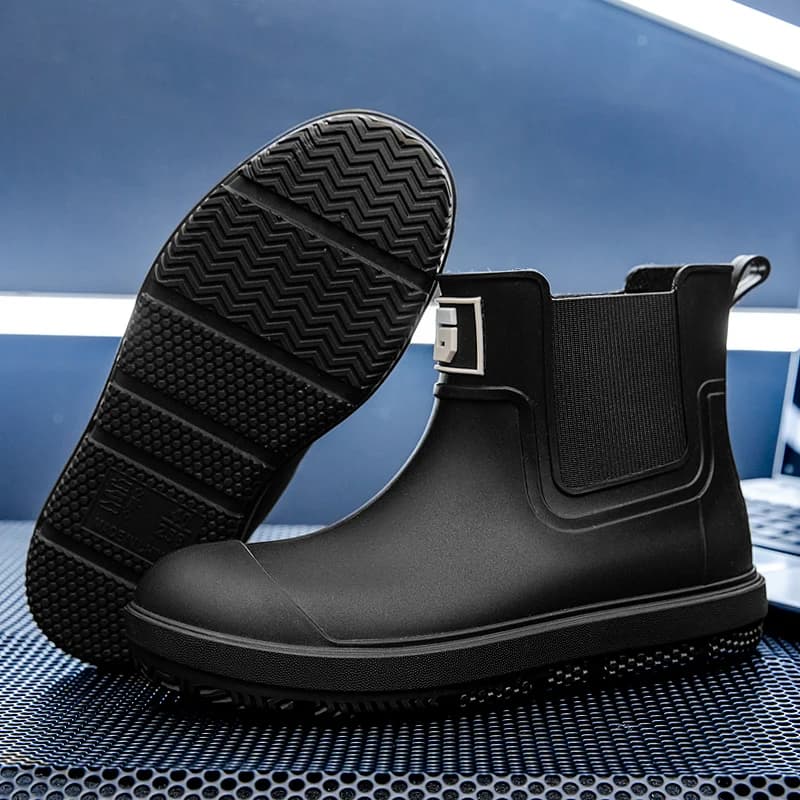 Bottes de pluie courtes anti-dérapantes pour homme - Chaussures PVC mode pour travaux agricoles