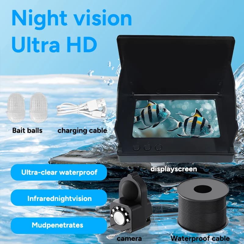 Caméra de pêche portative 1080P 4.3 pouces avec vision nocturne pour détection de profondeur