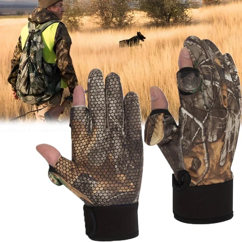 Gants de pêche et chasse touchscreen antidérapants pour automne hiver plein air