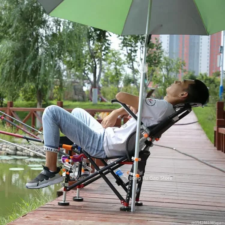 Nouvelle chaise pêche pliante set multifonction inclinable forte portance pour plage camping