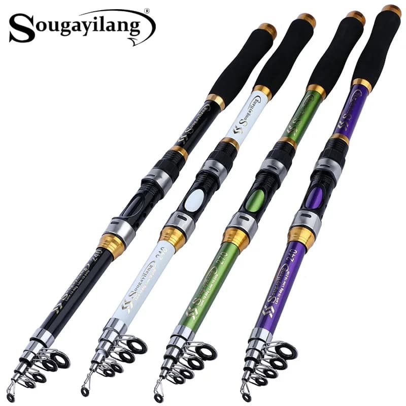 Canne télescopique 4 couleurs Sougayilang 1.8-3.3m fibre verre EVA carpe spinning poids 5kg pêche polyvalente