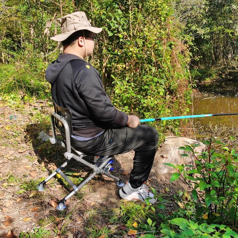 Fauteuil de pêche pliant réglable 180° avec dossier aluminium - Chaise portable pour camping et pêche