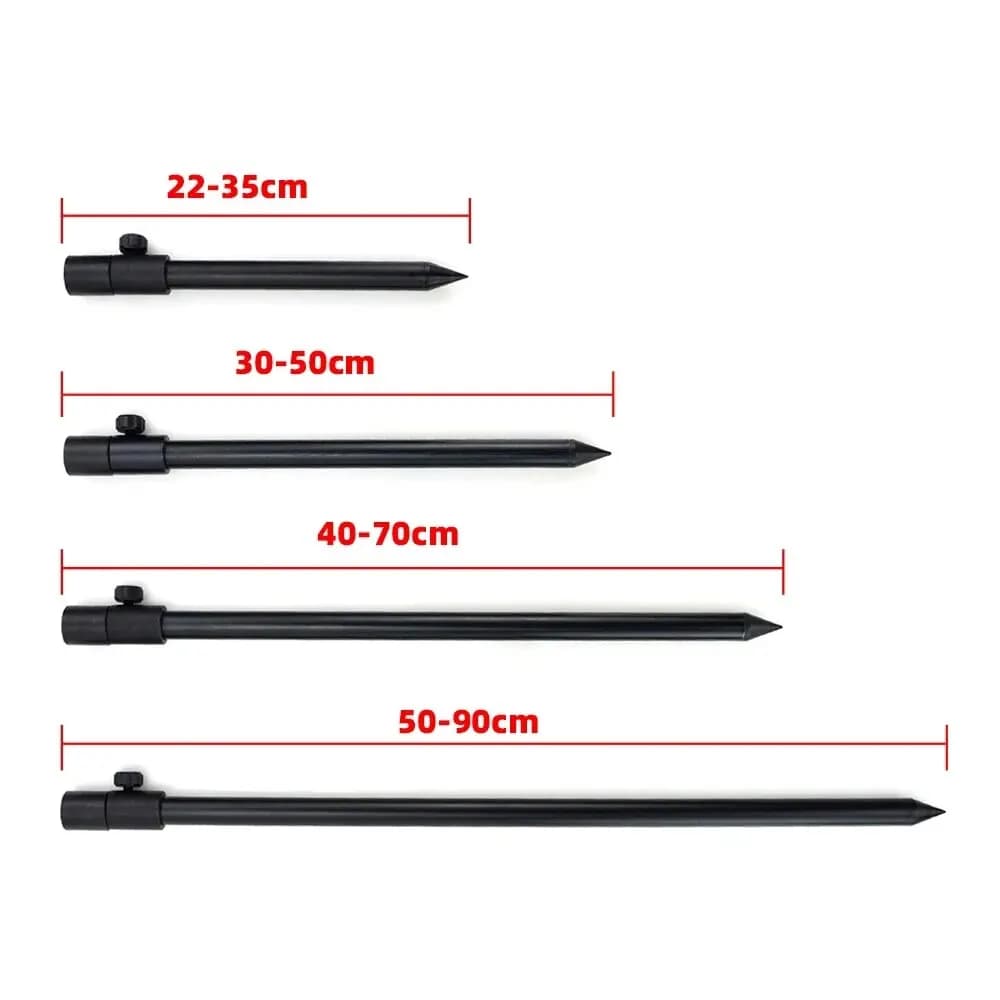 2 piquets rive aluminium noir pour pêche carpe - Supports cannes 16mm diamètre rod pod