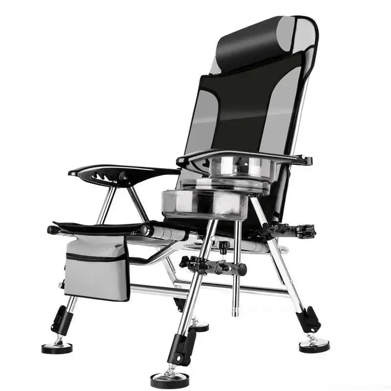 Fauteuil de pêche pliable plage - Siège inclinable portable multifonction tout-terrain
