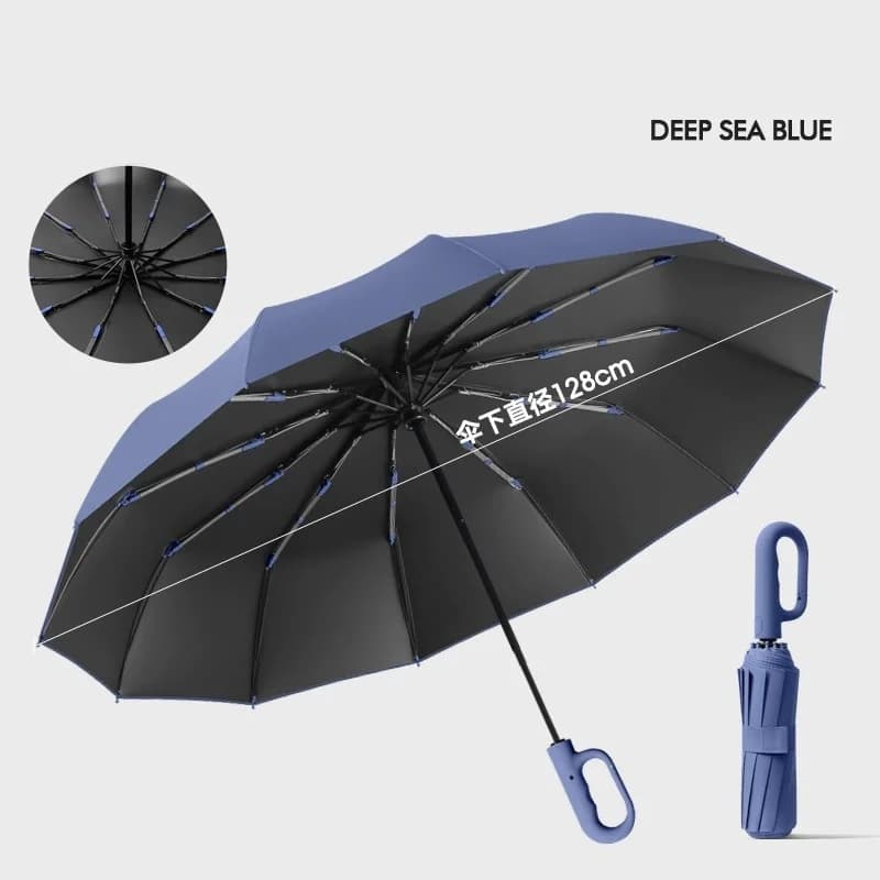 Parapluie extra large automatique 12 baleines portable double usage pluie vent pêche