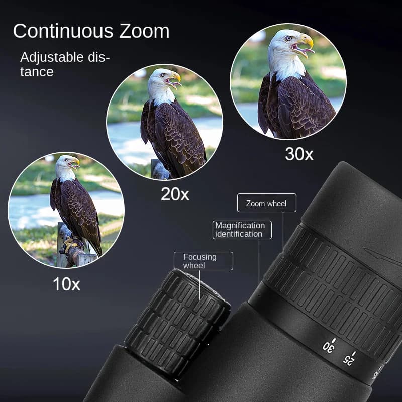 Télescope monocular 10-30x50 avec support téléphone pour observation et photo pêche