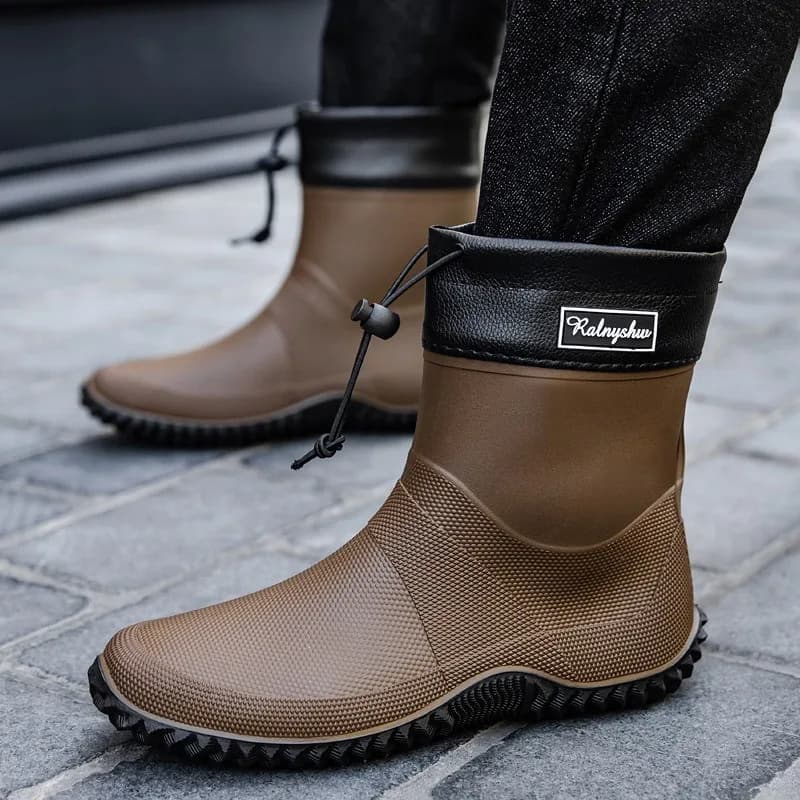 Bottes de pluie courtes homme et femme légères - Chaussures imperméables antidérapantes pour plage et travail