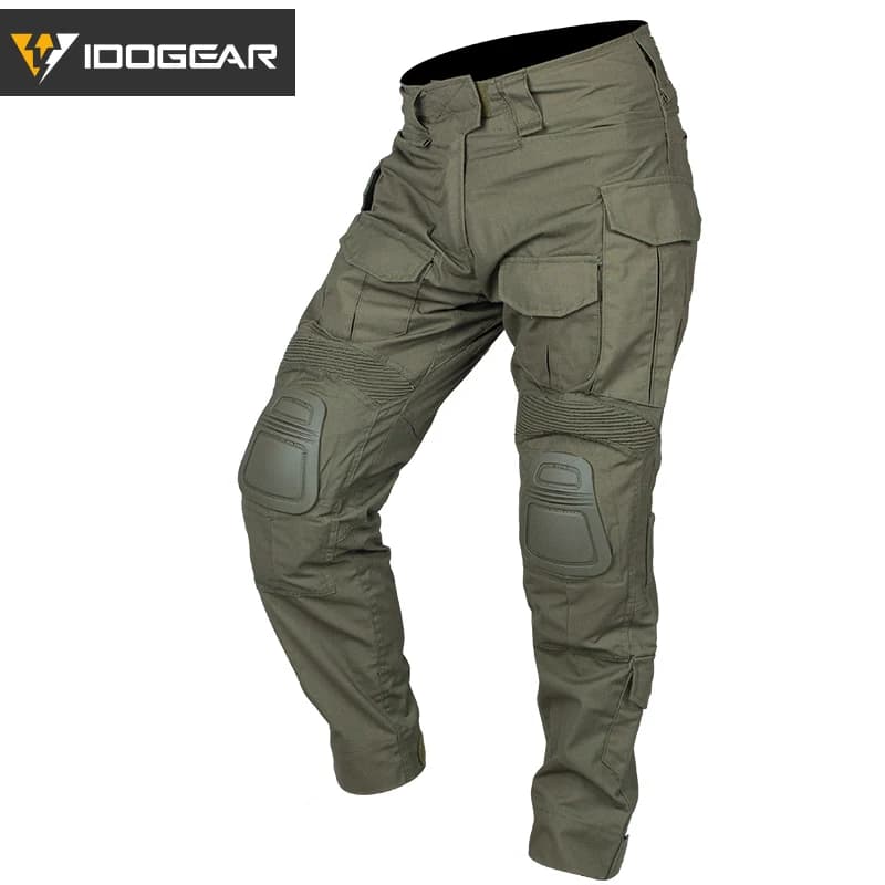 Pantalon tactique pêche IDOGEAR G3 gen3 vert genouillères pêche outdoor combat pêche