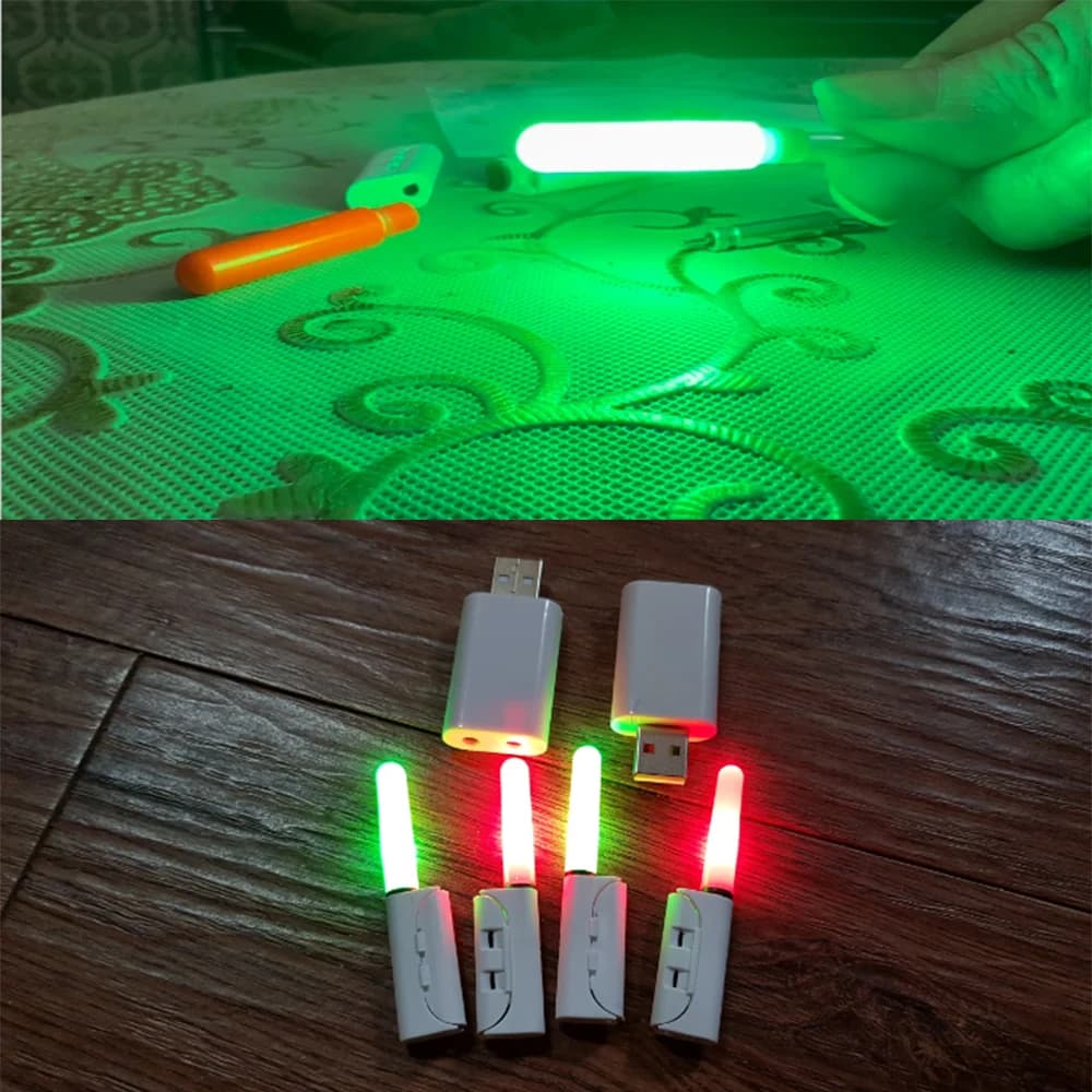 Stick lumineux pêche avec kit batterie CR425 rechargeable - Alarme de touche pour pêche nocturne et appâts