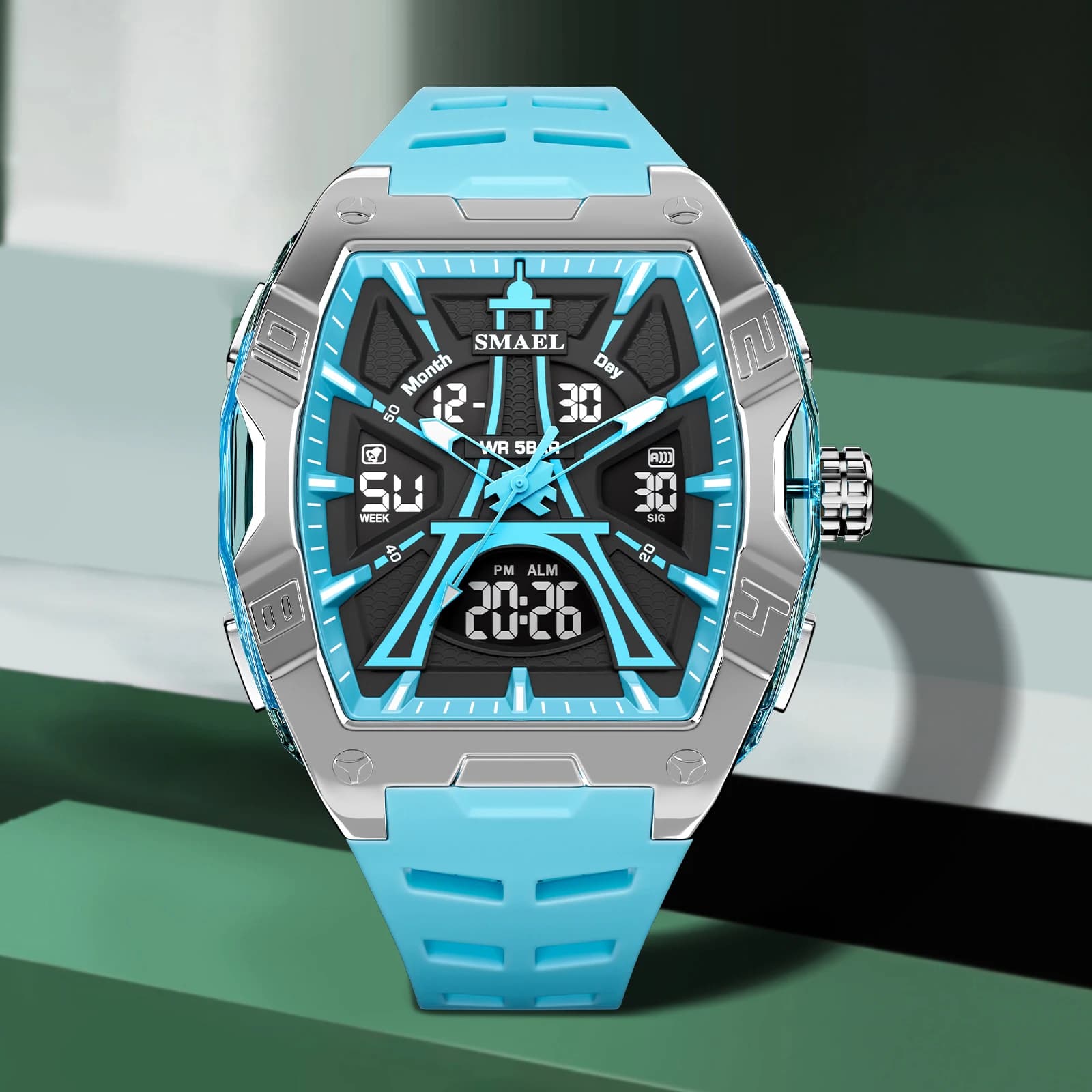 Montre sport SMAEL 8131 étanche réveil lumière nuit quartz affaires mode jeune déstockage