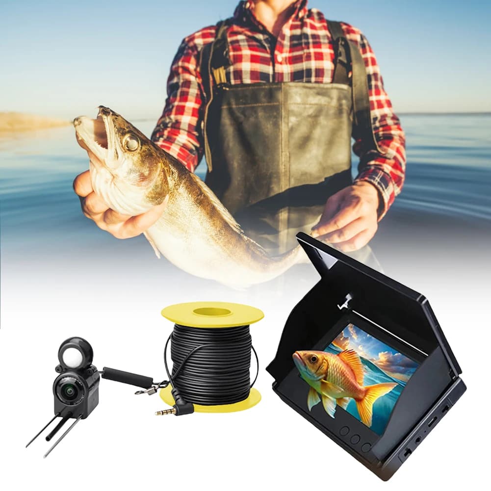 Caméra pêche sur glace 4.3 pouces IPS vision nocturne étanche détecteur poissons vidéo sous-marine