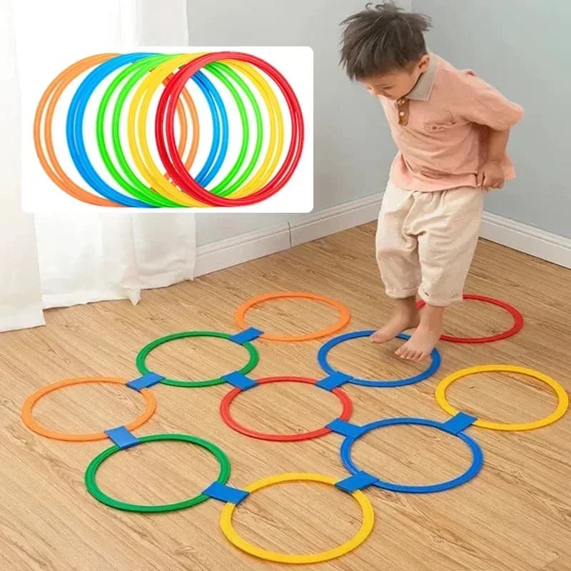 Jeu anneaux saut treillis enfants parc pêche motricité jouets sport entraînement physique 10 cerceaux