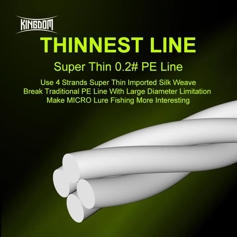 Ligne micro fly Kingdom THINNER 4 brins pour pêche à la carpe 150m fil leader japonais